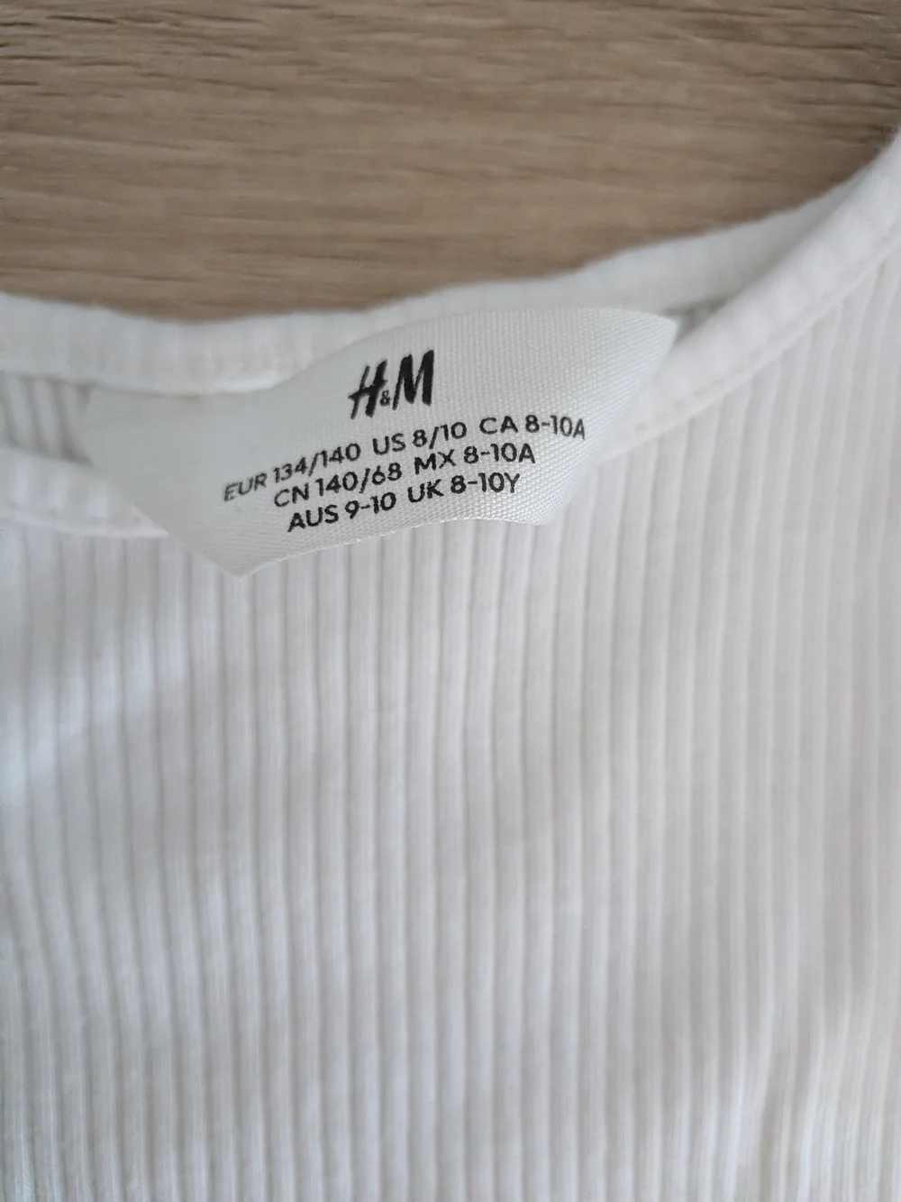 H&M White Ribbed Top with Pleated Flutter Sleeves